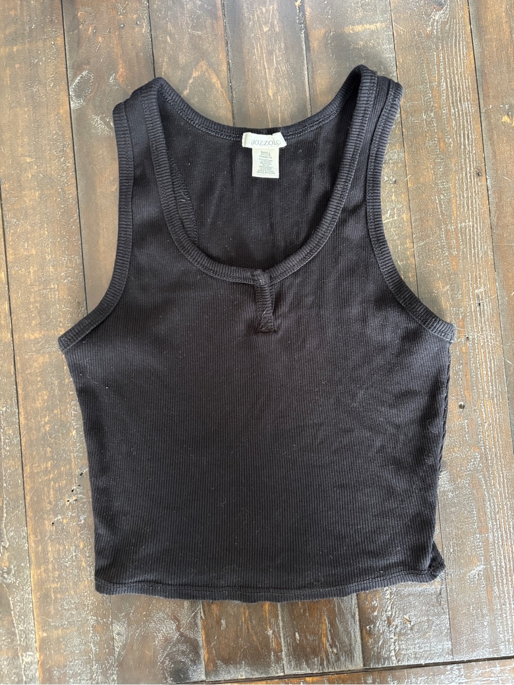 Bozzolo Black Ribbed Tank Top Crop